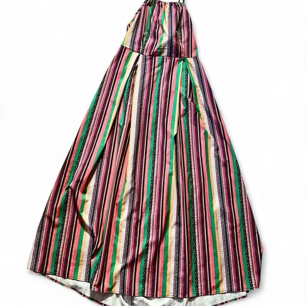 Tribal Colorful Hipster Indie Open Back Maxi Dress Womens 1XL Boho Free Spirit